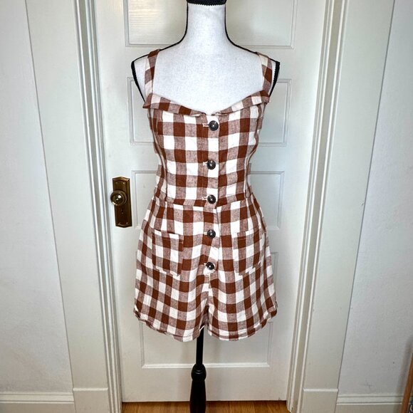 Reformation Gingham Romper - Size 8 - Picture 2 of 10